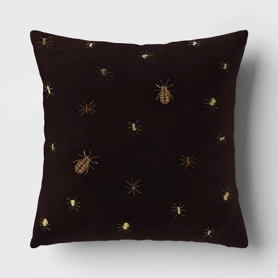 Beaded And Embroidered Spider Cotton Velvet Square Halloween Throw Pillow Gold/Black - Threshold™ 7 Beaded And Embroidered Spider Cotton Velvet Square Halloween Throw Pillow Gold/Black - Threshold™ - Image 5