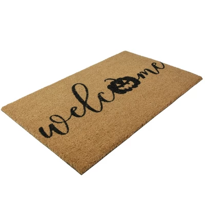 Northlight Natural Coir Pumpkin "Welcome" Halloween Doormat 18" X 30" 4 Northlight Natural Coir Pumpkin "Welcome" Halloween Doormat 18" X 30" - Image 2