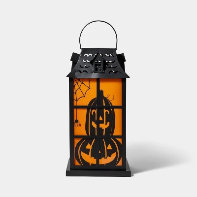 Falloween Light Up Large Orange And Black Halloween Decorative Metal Lantern - Hyde & EEK! Boutique™ 4 Falloween Light Up Large Orange And Black Halloween Decorative Metal Lantern - Hyde & EEK! Boutique™ - Image 2