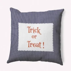 16"x16" Halloween Trick Or Treat Ticking Square Throw Pillow - E By Design 17 16"x16" Halloween Trick Or Treat Ticking Square Throw Pillow - E By Design -Home Decor Store GUEST 075381df eb76 4185 b1aa b4dd5d163118