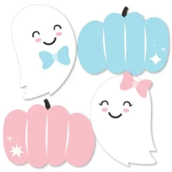 Big Dot Of Happiness Boo-y Or Ghoul - Ghost And Pumpkin Decorations DIY Halloween Gender Reveal Party Essentials - Set Of 20