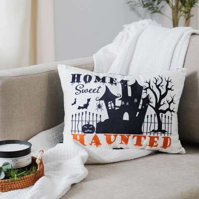 13"x18" Sweet Haunted Home LED Halloween Lumbar Throw Pillow White - Lush Décor 6 13"x18" Sweet Haunted Home LED Halloween Lumbar Throw Pillow White - Lush Décor - Image 4