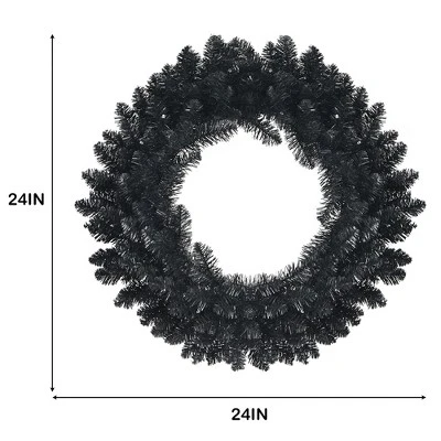 Costway 24inch Pre-lit Christmas Halloween Wreath Black W/ 35 Purple LED Lights 5 Costway 24inch Pre-lit Christmas Halloween Wreath Black W/ 35 Purple LED Lights - Image 3