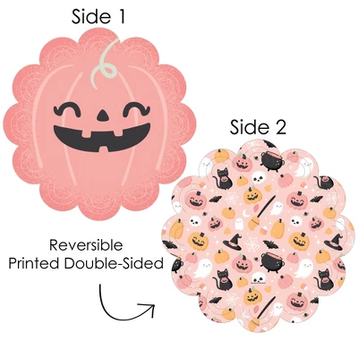 Big Dot Of Happiness Pastel Halloween - Pink Pumpkin Party Round Table Decorations - Paper Chargers - Place Setting For 12 4 Big Dot Of Happiness Pastel Halloween - Pink Pumpkin Party Round Table Decorations - Paper Chargers - Place Setting For 12 - Image 2