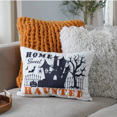 13"x18" Sweet Haunted Home LED Halloween Lumbar Throw Pillow White - Lush Décor 5 13"x18" Sweet Haunted Home LED Halloween Lumbar Throw Pillow White - Lush Décor - Image 3