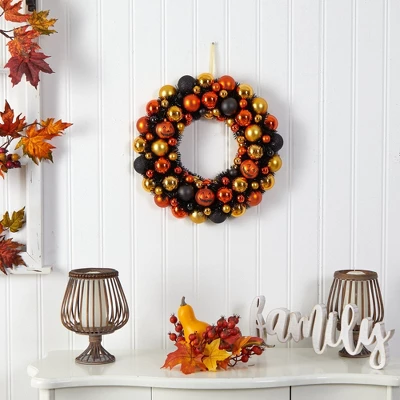 Nearly Natural 19” Halloween Shatterproof Jack O'lantern Pumpkin Ornament Wreath 4 Nearly Natural 19” Halloween Shatterproof Jack O'lantern Pumpkin Ornament Wreath - Image 2