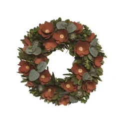 Transpac Foam 13.39 In. Multicolor Halloween Marigolds Floral Wreath
