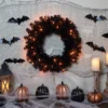 Northlight Pre-Lit Black Noble Spruce Artificial Halloween Wreath, 24-Inch, Orange Lights -Home Decor Store GUEST 2f3e1541 ad34 47dc a479 02060bfe4e58