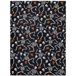 Kate Aurora Ultra Soft & Plush Oversized Orange & Black Halloween Spooky Skeletons Accent Throw Blanket - 50 In. W X 70 In. L