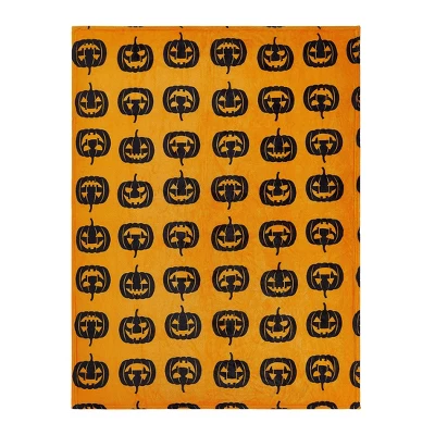 Kate Aurora Halloween Black & Orange Oversized Jack O' Lanterns Ultra Soft & Plush Throw Blanket - 50 In. W X 70 In. L 4 Kate Aurora Halloween Black & Orange Oversized Jack O' Lanterns Ultra Soft & Plush Throw Blanket - 50 In. W X 70 In. L - Image 2