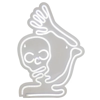 Northlight 15" White LED Lighted Neon Style Skeleton Halloween Window Silhouette 4 Northlight 15" White LED Lighted Neon Style Skeleton Halloween Window Silhouette - Image 2