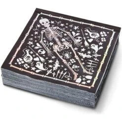 Spooky Central 50-Pack Halloween Black Skeleton Coffin Disposable Cocktail Lunch Paper Napkins Party Supplies