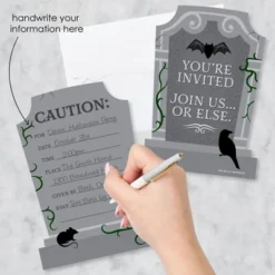 Big Dot Of Happiness Creepy Cemetery - Shaped Fill-In Invitations - Spooky Halloween Tombstone Party Invitation Cards With Envelopes - Set Of 12