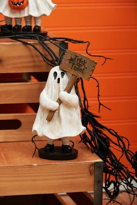 Gallerie II 7" Kid Ghost With Trick-or-Treat Sign Halloween Figure Decoration 3 Gallerie II 7" Kid Ghost With Trick-or-Treat Sign Halloween Figure Decoration