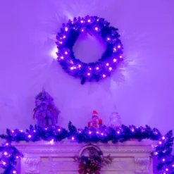 Costway 24inch Pre-lit Christmas Halloween Wreath Black W/ 35 Purple LED Lights 19 Costway 24inch Pre-lit Christmas Halloween Wreath Black W/ 35 Purple LED Lights -Home Decor Store GUEST 4eb79c5b 07d1 4a54 83c0 253d6ec48a7a