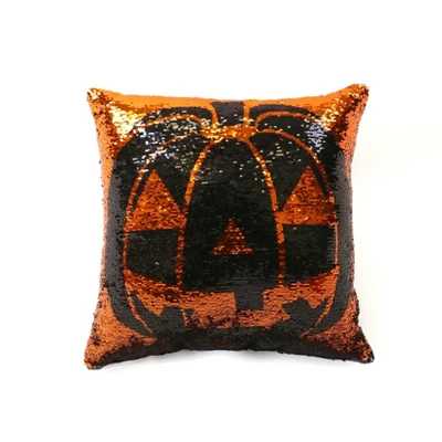 18"x18" Sparkle Pumpkin Halloween Square Throw Pillow Black/Orange - Lush Décor 3 18"x18" Sparkle Pumpkin Halloween Square Throw Pillow Black/Orange - Lush Décor