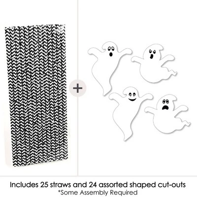 Big Dot Of Happiness Spooky Ghost - Paper Straw Decor - Halloween Party Striped Decorative Straws - Set Of 24 4 Big Dot Of Happiness Spooky Ghost - Paper Straw Decor - Halloween Party Striped Decorative Straws - Set Of 24 - Image 2