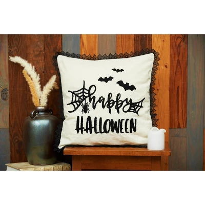C&F Home 18" X 18" Happy Halloween Embroidered Bats And Spiderweb Throw Pillow 5 C&F Home 18" X 18" Happy Halloween Embroidered Bats And Spiderweb Throw Pillow - Image 3