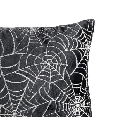 13"x18" Spiderweb All Over Halloween Lumbar Throw Pillow Black - Lush Décor 4 13"x18" Spiderweb All Over Halloween Lumbar Throw Pillow Black - Lush Décor - Image 2