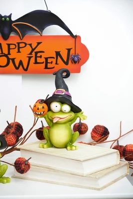 Gallerie II Frog With Witch Hat & Pumpkin Halloween Figure Decor Decoration 3 Gallerie II Frog With Witch Hat & Pumpkin Halloween Figure Decor Decoration