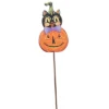 Halloween Vintage Cat In Pumpkin - One Garden Stake 26 Inches - Retro Garden Stake - F21027 - Metal - Orange