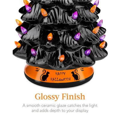 Best Choice Products 15in Pre-Lit Ceramic Tabletop Halloween Tree, Holiday Decoration W/ Orange & Purple Bulb Lights 5 Best Choice Products 15in Pre-Lit Ceramic Tabletop Halloween Tree, Holiday Decoration W/ Orange & Purple Bulb Lights - Image 3