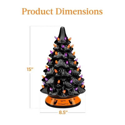 Best Choice Products 15in Pre-Lit Ceramic Tabletop Halloween Tree, Holiday Decoration W/ Orange & Purple Bulb Lights 8 Best Choice Products 15in Pre-Lit Ceramic Tabletop Halloween Tree, Holiday Decoration W/ Orange & Purple Bulb Lights - Image 6