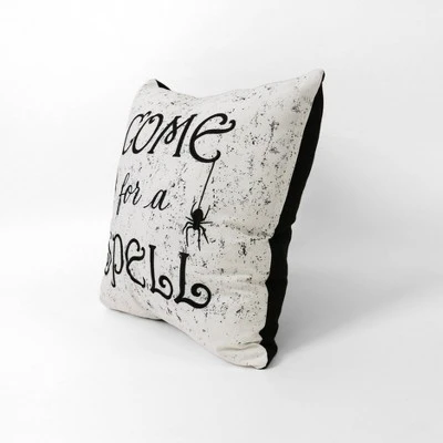 18"x18" 'Come For A Spell' Halloween Square Throw Pillow White/Black - Lush Décor 4 18"x18" 'Come For A Spell' Halloween Square Throw Pillow White/Black - Lush Décor - Image 2