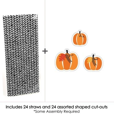 Big Dot Of Happiness Fall Pumpkin - Paper Straw Decor - Halloween Or Thanksgiving Party Striped Decorative Straws - Set Of 24 4 Big Dot Of Happiness Fall Pumpkin - Paper Straw Decor - Halloween Or Thanksgiving Party Striped Decorative Straws - Set Of 24 - Image 2