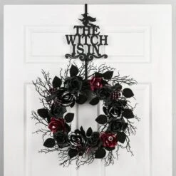 National Tree Company 18" Halloween “The Witch Is In" Wreath Hanger -Home Decor Store GUEST 92684d8d e07f 406e 86fe 093f783962de