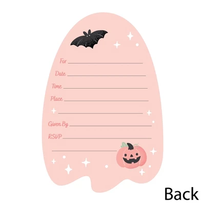 Big Dot Of Happiness Pastel Halloween - Shaped Fill-In Invitations - Pink Pumpkin Party Invitation Cards With Envelopes - Set Of 12 6 Big Dot Of Happiness Pastel Halloween - Shaped Fill-In Invitations - Pink Pumpkin Party Invitation Cards With Envelopes - Set Of 12 - Image 4