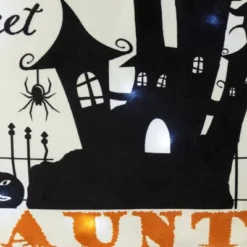 13"x18" Sweet Haunted Home LED Halloween Lumbar Throw Pillow White - Lush Décor