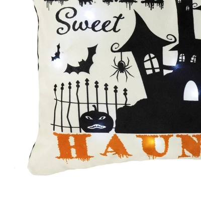 13"x18" Sweet Haunted Home LED Halloween Lumbar Throw Pillow White - Lush Décor 4 13"x18" Sweet Haunted Home LED Halloween Lumbar Throw Pillow White - Lush Décor - Image 2