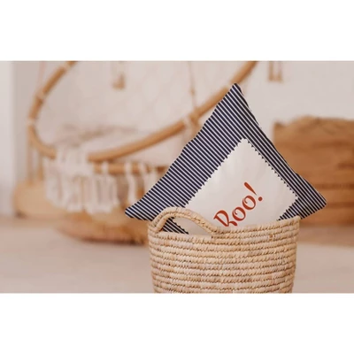 16"x16" Halloween Boo Ticking Square Throw Pillow - E By Design 4 16"x16" Halloween Boo Ticking Square Throw Pillow - E By Design - Image 2