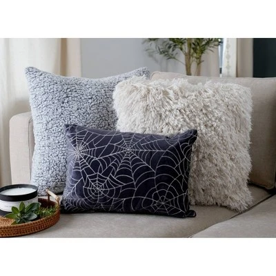 13"x18" Spiderweb All Over Halloween Lumbar Throw Pillow Black - Lush Décor 5 13"x18" Spiderweb All Over Halloween Lumbar Throw Pillow Black - Lush Décor - Image 3