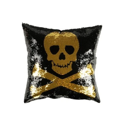 18"x18" Skull And Crossbones Halloween Square Throw Pillow Gold/Silver/Black - Lush Décor 3 18"x18" Skull And Crossbones Halloween Square Throw Pillow Gold/Silver/Black - Lush Décor
