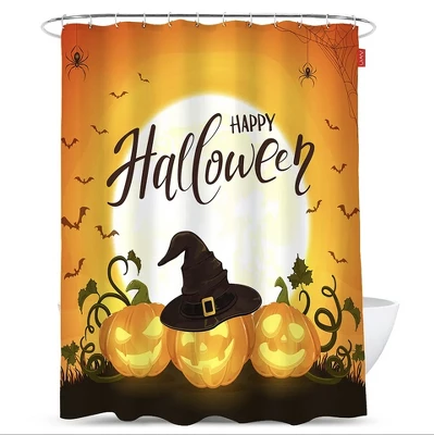 Kate Aurora Spooky Happy Halloween Jack-O-Lanterns Fabric Shower Curtain 3 Kate Aurora Spooky Happy Halloween Jack-O-Lanterns Fabric Shower Curtain
