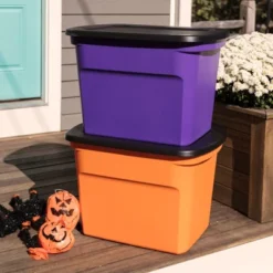 Sterilite 18 Gallon Orange Plastic Storage Container Bin Tote With Black Lid, Halloween -Home Decor Store GUEST a9f43b31 35e0 4c1a 89db e6cc67339af9