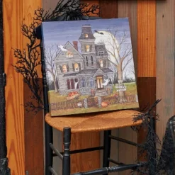 Gallerie II Haunted House Light-Up Led Halloween Wall Art 15.75 X 0.98 X 15.75 Inches.