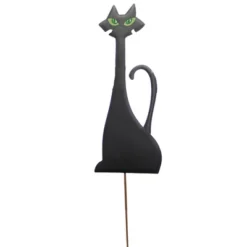 Halloween Tall Black Cat - One Yard Stake 36 Inches - Free Standing Or Stake - F22017 - Metal - Black