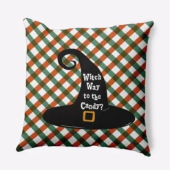 16"x16" Halloween Witch Way To The Candy Square Throw Pillow - E By Design -Home Decor Store GUEST b69414bd 8aa8 40c2 9dfc 49e3a31cd8aa