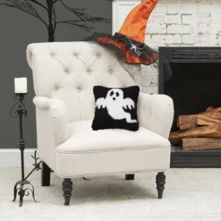C&F Home 8" X 8" Spooky Ghost Hooked Petite Halloween Throw Pillow -Home Decor Store GUEST b713d346 8ecf 4da2 8990 fb6aa1ce09ef