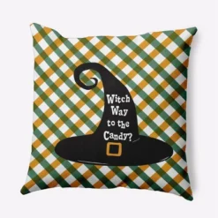 16"x16" Halloween Witch Way To The Candy Square Throw Pillow - E By Design -Home Decor Store GUEST bc80cd96 692f 4ede 998c 44773c93d6db