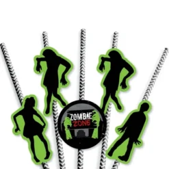 Big Dot Of Happiness Zombie Zone - Paper Straw Decor - Halloween Or Birthday Zombie Crawl Party Striped Decorative Straws - Set Of 24 -Home Decor Store GUEST cba3868d e3bd 47d3 82df 6bc47a2ccc37