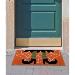 Juvale Halloween Coir Doormat, Spooky Witch Legs, PVC Anti-Slip (17 X 30 In)