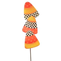 Halloween Elegant Candy Corn Stake - One Yard Stake 46 Inches - Glittered - F22036 - Metal - Orange