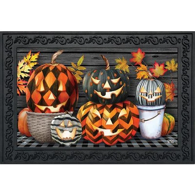 Patterned Jack-O-Lanterns Halloween Doormat Checkered 30" X 18" Briarwood Lane 3 Patterned Jack-O-Lanterns Halloween Doormat Checkered 30" X 18" Briarwood Lane