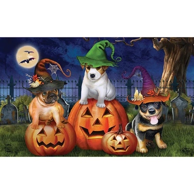 Spooky Pups Halloween Doormat 30" X 18" Indoor Outdoor Briarwood Lane 4 Spooky Pups Halloween Doormat 30" X 18" Indoor Outdoor Briarwood Lane - Image 2