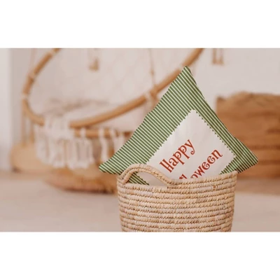 16"x16" 'Happy Halloween' Ticking Square Throw Pillow - E By Design 4 16"x16" 'Happy Halloween' Ticking Square Throw Pillow - E By Design - Image 2