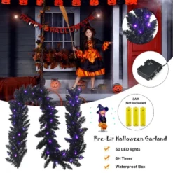 Costway 9ft Pre-lit Christmas Halloween Garland Black W/ 50 Purple LED Lights 17 Costway 9ft Pre-lit Christmas Halloween Garland Black W/ 50 Purple LED Lights -Home Decor Store GUEST dc2dae97 d0e4 458a 82a2 005518f0bf85